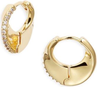 Nordstrom Cubic Zirconia Huggie Hoop Earrings in 14K Gold Plated at Nordstrom