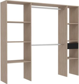 Concept Usine Vestuario de madera, 6 estantes, 1 cajón, 2 armarios: 198x40x180
