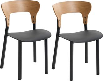 Beliani Conjunto De 2 Sillas De Comedor Retro Estructura De Madera Sint&eacute;tica Muebles De Comedor Y Cocina Negro Walden