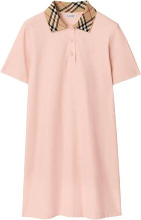 Burberry Check Collar Cotton Polo Shirt Dress, Size Medium