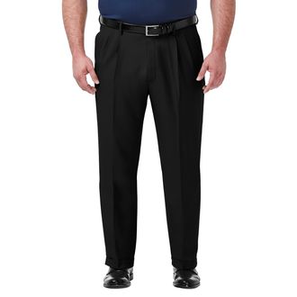 Haggar Mens Premium Comfort Classic Fit Pleat Front Pant Reg. and Big & Tall Sizes Dress, Black Bt, 44W x 29L