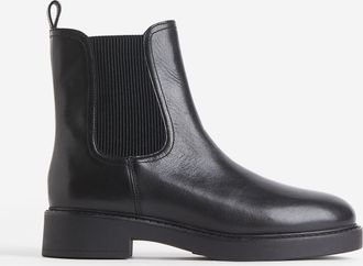 H&M Chelseaboots aus Leder - Schwarz