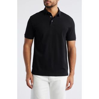 Emporio Armani Tonal Textured Wave Cotton Polo in Black at Nordstrom Rack, Size Xx-Large