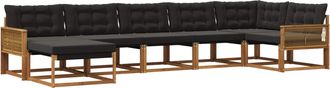 vidaXL Conjunto De Sof&aacute;s De Exterior 7 Uds. Natural Y Negro Vidaxl