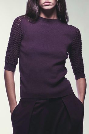 Liviana Conti Nives Three Quarter Sleeve Sweater In Grape