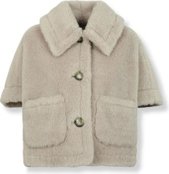 Max Mara Newterzo Teddy Cape - Dames - Jassen - Beige - Maat: M Wol