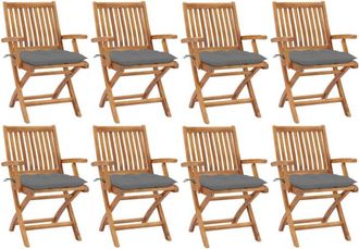 vidaXL Vidaxl - Sillas de jardín plegables 8 uds madera maciza teca con cojines