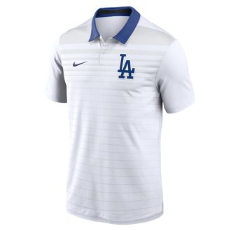 Nike Los Angeles Dodgers Striped Vapor Nike Mens Dri-FIT MLB Polo in White | 00HT007PLD-B1N