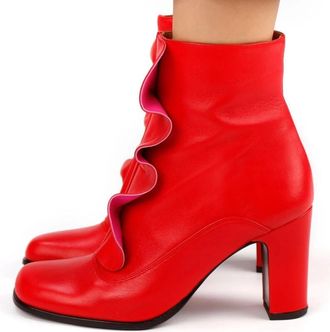 Chie Mihara Fapico Laarsjes met Hak - Dames - Laarzen met Hak - Rood - 35 EU - Leer - Schoenen