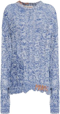 Marni distressed marl-knit jumper - women - Virgin Wool/Cotton - 44 - Blue