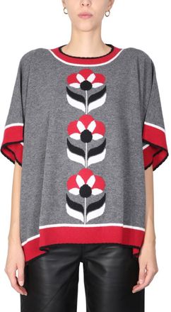 Moschino Grey Floral Round Neck Sweater