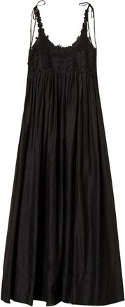 Twinset Lace-Bodice Longuette Jurk - Dames - Maxi kleedjes - Zwart - M - Katoen - Kleedjes