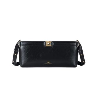 Elisabetta Franchi Cross Body Bags, female, Black, Size: ONE SIZE Naplak-effect Crossbody Bag