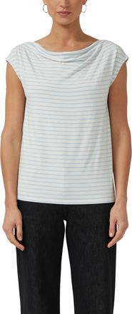 s.Oliver Black Label T-Shirt S.OLIVER BLACK LABEL, Damen, Gr. 34, lt blau stripe, Jersey, Obermaterial: 95% Viskose, 5% Elasthan, gestreift, normal h&uuml;ftbedeckend, Wasserfa