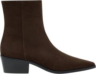 Scarosso Ambra Enkellaars - Dames - Laarzen met Hak - Bruin - 36 EU - Leer - Schoenen