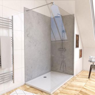 Aurlane Pack di 2 Pannelli Murali Pietra Light Grey 90+120x210 cm con Profili Cromati - stoneit