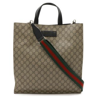 Gucci Beige Black Gg Supreme Shoulder Bag Tote Bag (Pre-Owned)