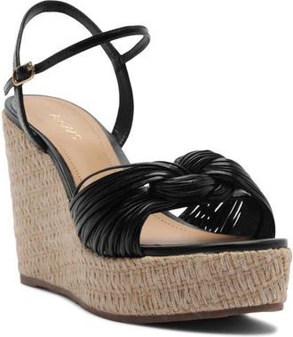 Arezzo Platform Wedge Sandal in Black at Nordstrom, Size 8.5