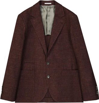 Brunello Cucinelli Tartan Wool Jacket - Heren - Blazers - Rood - M - Wol - Jassen