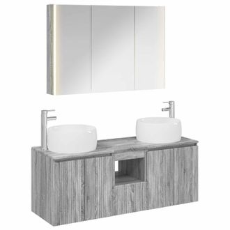 vidaXL Juego De Muebles De Ba&ntilde;o 4 Uds. Sonoma Gris Vidaxl