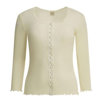 Chlo&eacute; Geribbelde Jersey Aansluitende Top - Dames - Tops - Beige - Maat: M Jersey