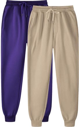 Generic 2 Pack Womens Sweatpants Joggers Fleece Lined Sport Trousers Elastic Waist Jogging Pants Warm Tracksuit Bottoms with Pockets Baggy Casual Gym Running 