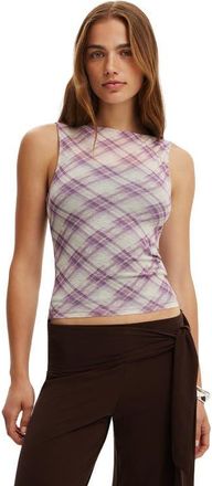 Cotton On Womens Maxi Mesh Tank in Mila Check Digital Violet at Nordstrom, Size Xx-Small