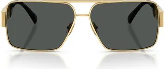 Versace 61mm Rectangular Sunglasses in Gold /Dark Grey at Nordstrom