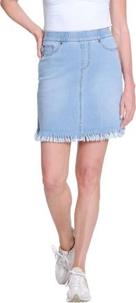 Multiples Womens Twisted Fringe Hem Skort In Light Indigo