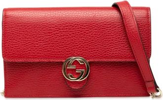 Gucci Pre-owned Cross Body Bags, female, Red, Size: ONE SIZE Pre-owned Leather Wallet on Chain