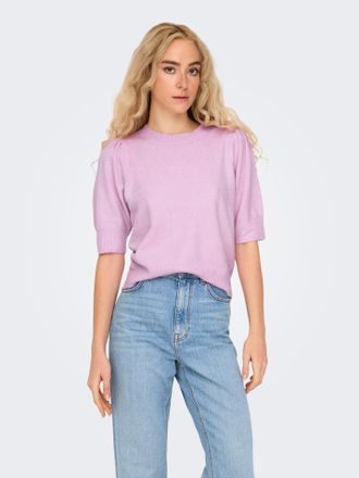 Only Strickpullover ONLY ONLRICA LIFE 2/4 PULLOVER KNT NOOS, Damen, Gr. XL, pastel lavender detail:with melange, Strick, Obermaterial: 93% Polyester, 4% Ny