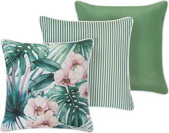 Beliani Conjunto De 3 Cojines Decorativos Para Exterior Accesorios De Jard&iacute;n Verde Catapla