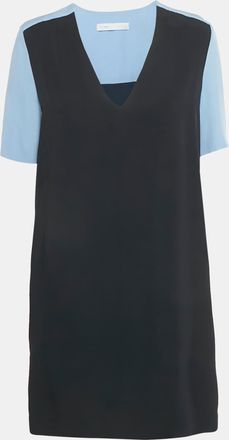 Victoria Beckham Blue Crepe V-Neck Shift Dress