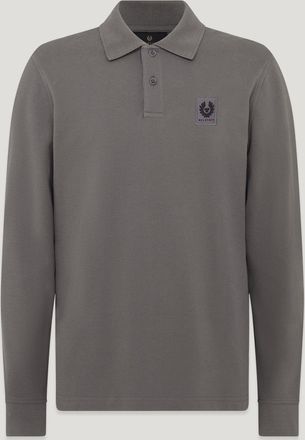 Belstaff Long Sleeved Polo Mens Cotton Pique Tornado Grey Size S