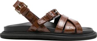 Moschino Brown Buckle Strap Sandals