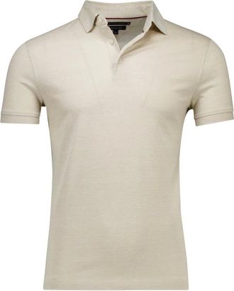 Tommy Hilfiger Tops, Heren, Beige, XL, Beige poloshirt met korte mouwen