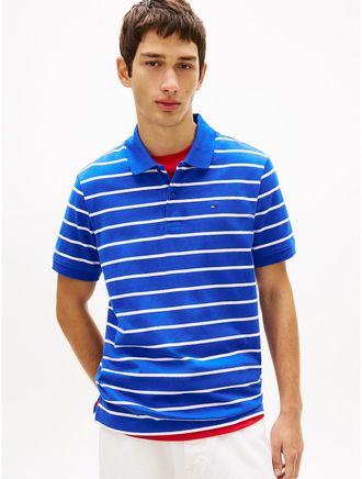 Tommy Hilfiger Mens Tommy Jeans Regular Fit Striped Polo - Blue - XL