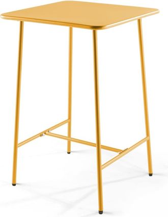 Oviala Mesa alta de jard&iacute;n cuadrada de acero amarillo