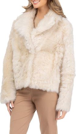 Gorski Genuine Shearling Reversible Jacket in Ivory at Nordstrom, Size X-Large