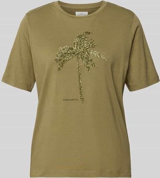Fynch-Hatton Fynch-Hatton T-Shirt mit Motiv und Rundhalsausschnitt Modell PALMS in Khaki, Gr&ouml;&szlig;e XXL
