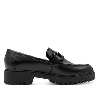 Tamaris Tamaris Womens Black Leather Loafers Slip-On Platform Shoes - Size EU 42
