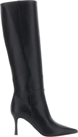 Pollini Hoge laarzen met een elegant design in zwart leer voor dames - Dames - Laarzen met Hak - Zwart - 38 1/2 EU - Leer - Schoenen