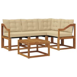 vidaXL Conjunto De Sof&aacute;s De Exterior Con Coj&iacute;n 5 Pcs Natural Y Beige Vidaxl