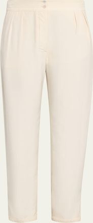The Row Faro Pleated Tapered-Leg Ankle Pants