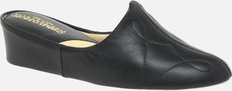 Relax Slippers Womens Dulcie Leather Ladies Slippers - Black - Size: 5