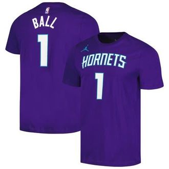 Jordan Brand Mens Jordan Brand LaMelo Ball Purple Charlotte Hornets 2022/23 Statement Edition Name & Number T-Shirt at Nordstrom, Size Xx-Large