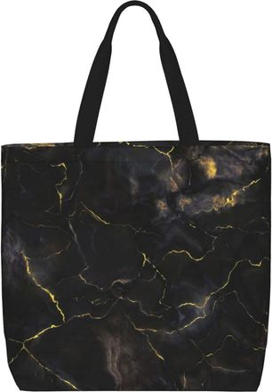 Generic Women Handbag Marble Pattern Gold Travel Tote Bag Print Reusable Shopping Bags, For Work, Wedding, Gym, School, Christmas