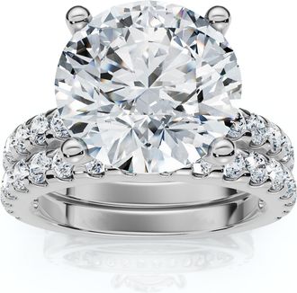 Pompeii3 Certified 3 1/2Ct Diamond Engagement Matching Wedding Rings 14k Gold Lab Grown