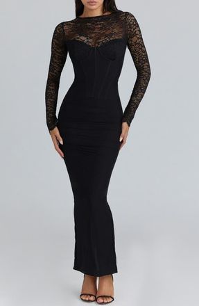House of CB Shiloh Long Sleeve Body-Con Dress in Black at Nordstrom, Size X-Small A