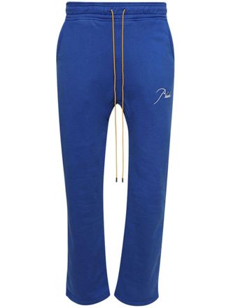 Rhude fleece drawstring track pants - men - Cotton - S - Blue